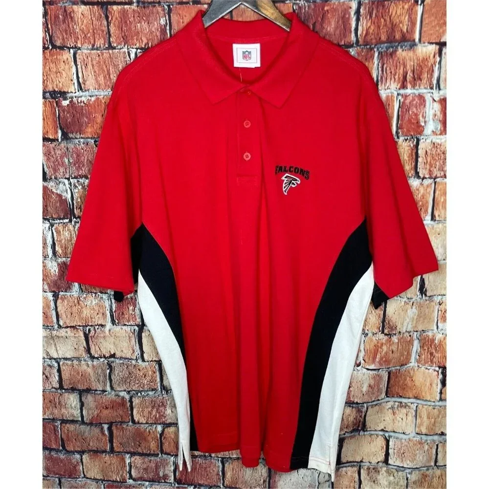 NWT Atlanta Falcons ATL NFL Football Men’s XL Red Black Short Sleeve Polo Shirt - Picture 2 of 5